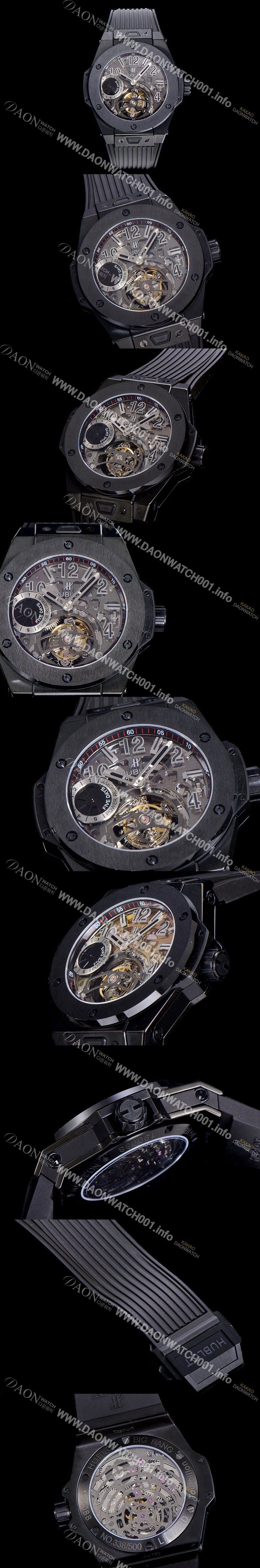 홍콩명품 [휴블렛] 위블러 빅뱅킹 파워 DLC코팅 세라믹 남성용시게 45.5미리 수동/기계식 투어빌론(뚜르삐옹) 스켈레톤 다이얼 HUB27122