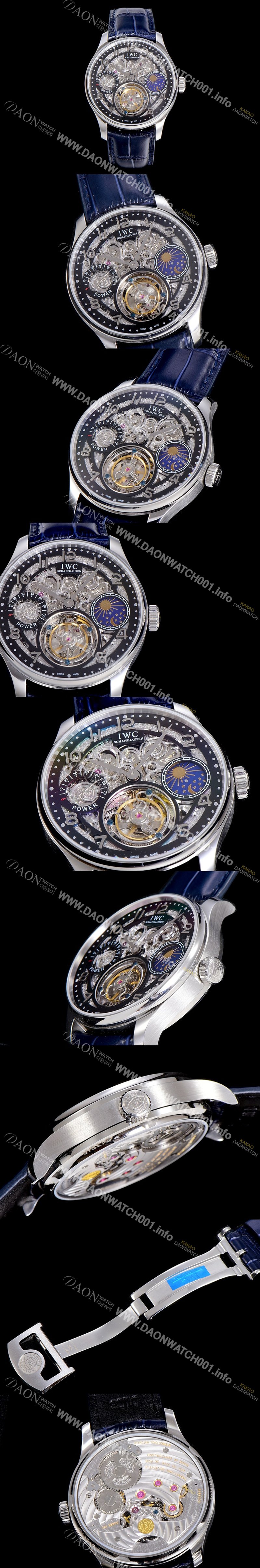 홍콩명품 [아이더블유씨]남성용  포르투기즈 42미리 수동/기계식 투어빌론(뚜르삐옹) 스켈래톤 다이얼 블랙다이얼 IWC90007