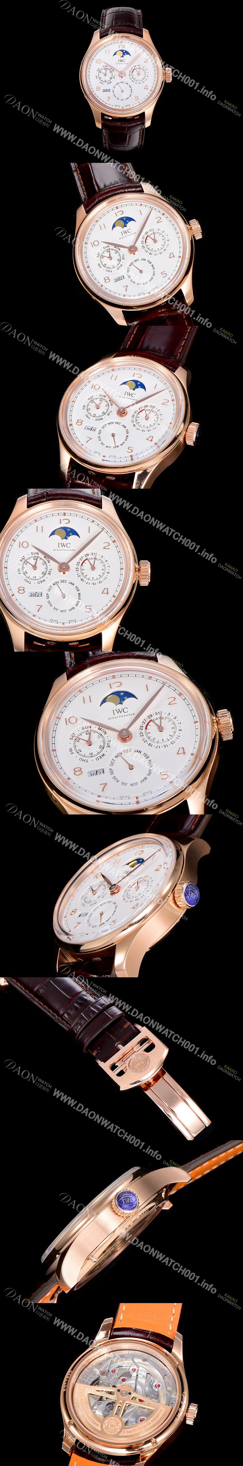 홍콩명품 [아이더블유씨]남성용 포르투기즈IW502306  퍼페츄얼 캘린더 18k로즈골드 44미리 오토매틱 화이트다이얼 IWC86507