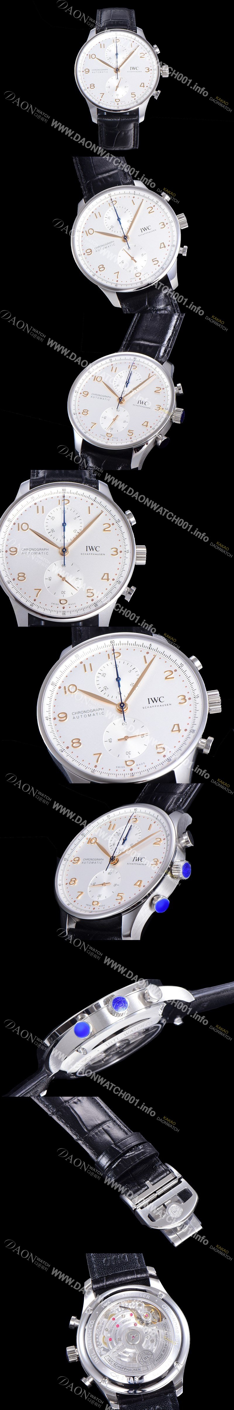 홍콩명품 [아이더블유씨] 남성용 포르투기즈 IW371604 크로노그래프 오토매틱 Cal.69355 타입 41미리 가죽줄 화이트다이얼 IWC74395