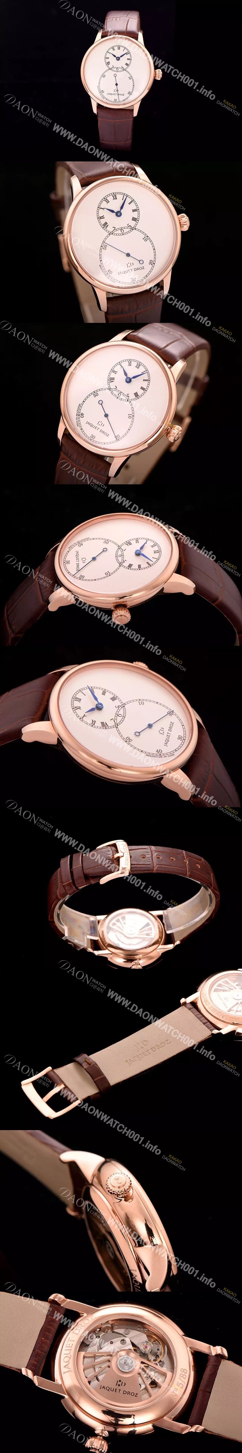 홍콩명품 [자케드로] 남성용 빅세컨즈 43mm 오토메틱 로즈골드 화이트다이얼 JAD4204