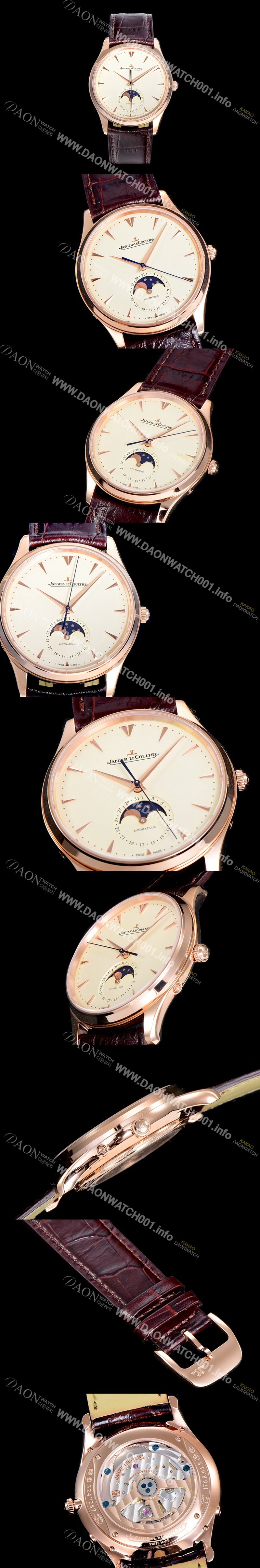 홍콩명품 [예거 르꿀르뜨]남성용 마스터 울트라 씬 문페이즈 39미리 오토매틱 18K로즈골드 화이트다이얼 JAG16073