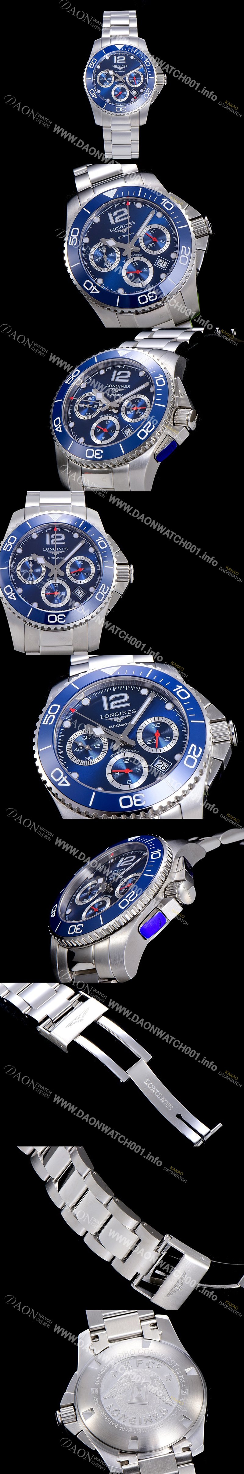 홍콩명품 [론진]남성용 하이드로콘퀘스트 다이버워치 43mm 크로노그래프 기능 블루다이얼 LAN25838