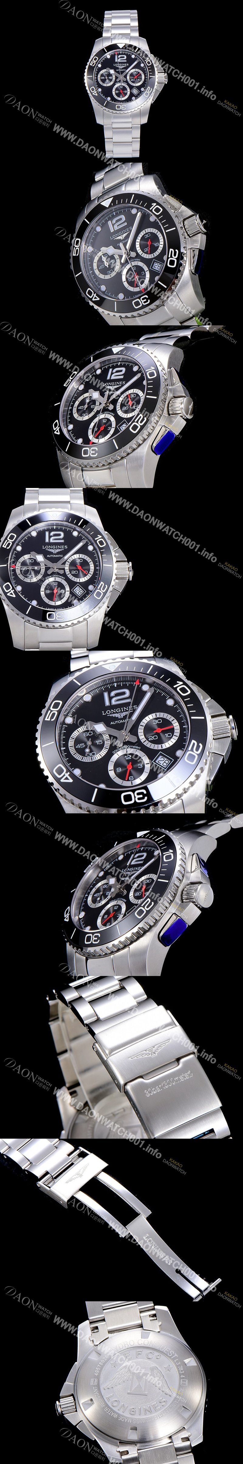 홍콩명품 [론진]남성용 하이드로콘퀘스트 다이버워치 43mm 크로노그래프 기능 블랙다이얼 LAN58555