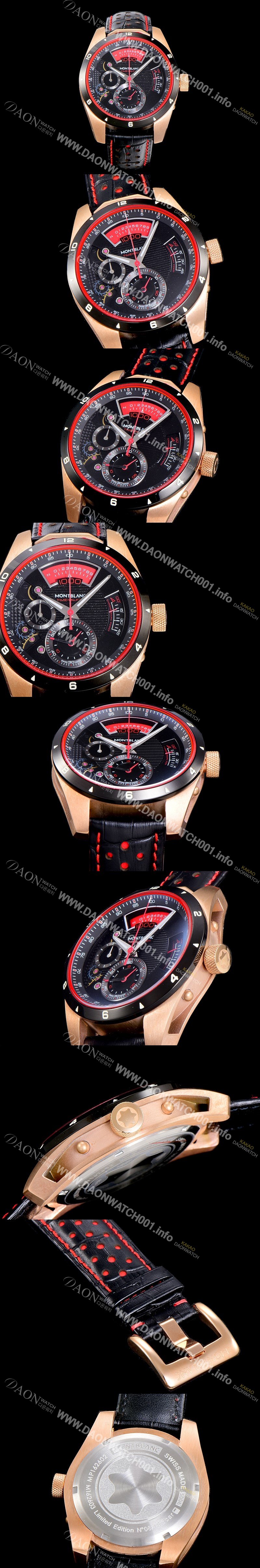 홍콩명품 [몽블랑] 남성용 타임워커 쿼츠 VK타입 46.4미리 금장 로즈골드 가죽줄 래더스트랩 블랙다이얼 MON71156