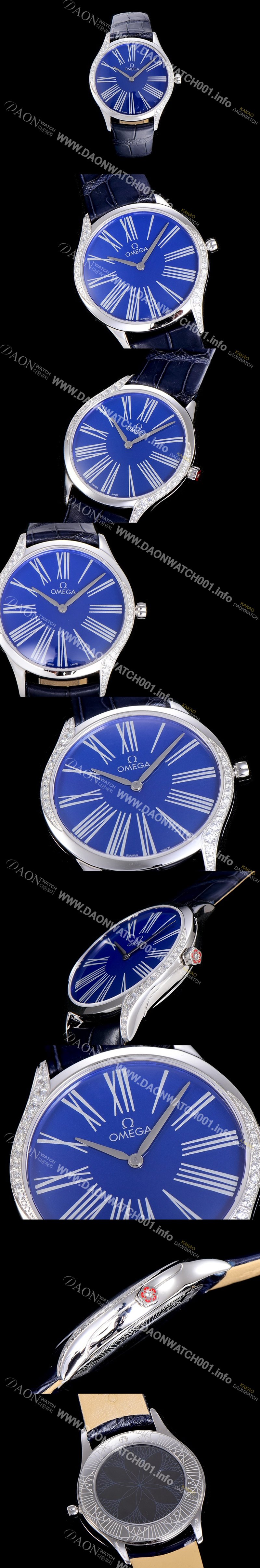 홍콩명품 [오메가]여성용 드빌 스틸 트레저 다이아몬드 36미리 쿼츠 블루다이얼 OMG86567