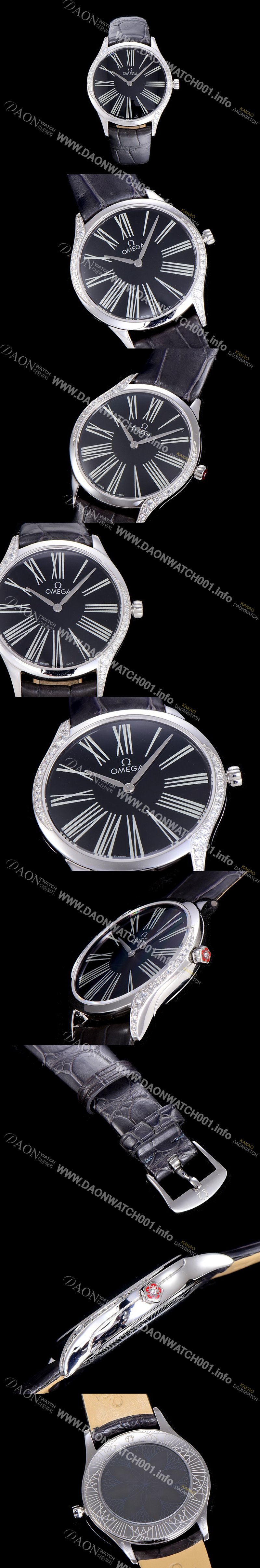 홍콩명품 [오메가]여성용 드빌 스틸 트레저 다이아몬드 36미리 쿼츠 블랙다이얼 OMG45332