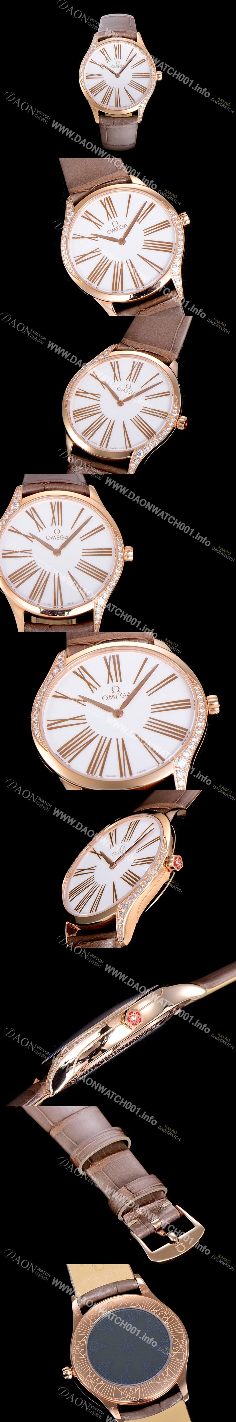 홍콩명품 [오메가]여성용 드빌 트레저 금장 다이아몬드 36미리 쿼츠 화이트다이얼 OMG26980