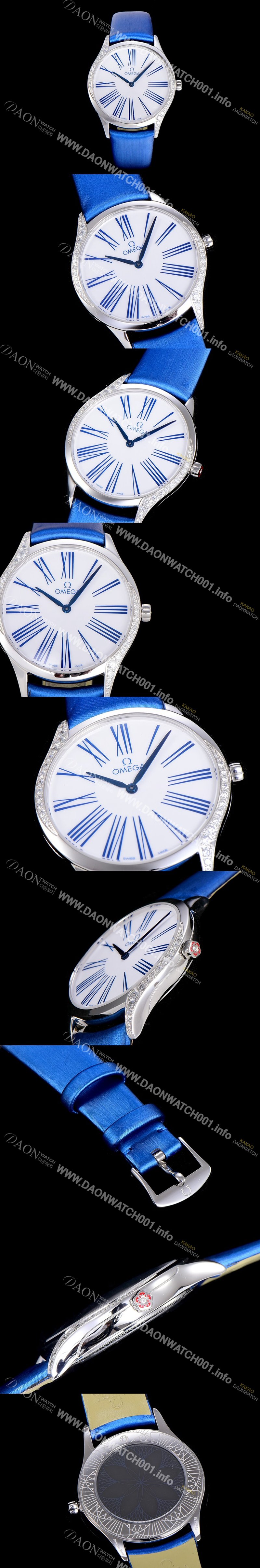 홍콩명품 [오메가]여성용 드빌 스틸 트레저 금 다이아몬드 36미리 쿼츠 화이트다이얼 OMG10092