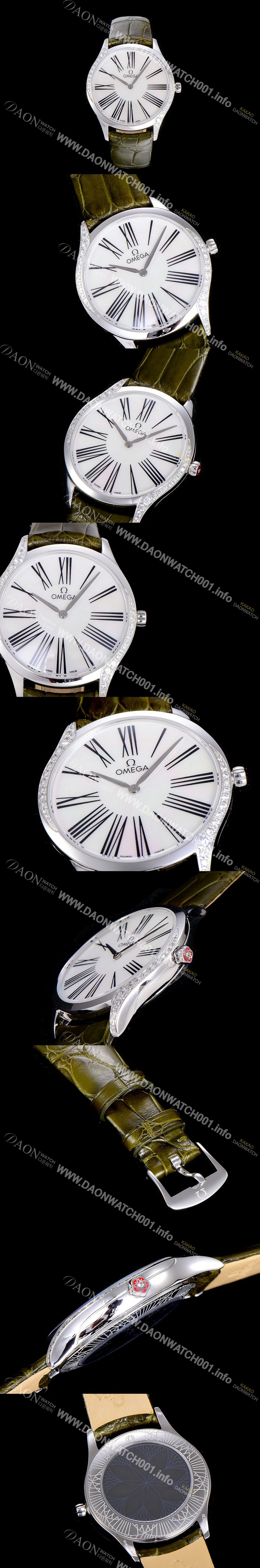 홍콩명품 [오메가]여성용 드빌 스틸 트레저 다이아몬드 36미리 쿼츠 화이트 다이얼 OMG79077
