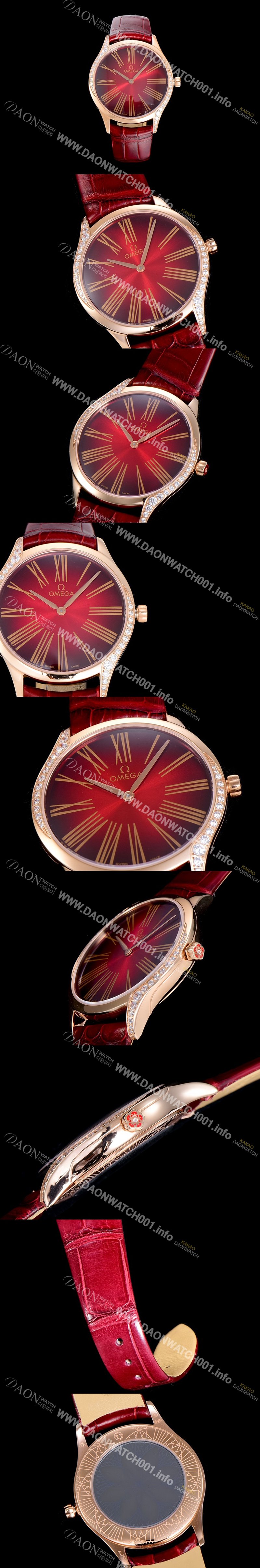 홍콩명품 [오메가]여성용 드빌 트레저 금장 다이아몬드 36미리 쿼츠 래드다이얼 OMG87215