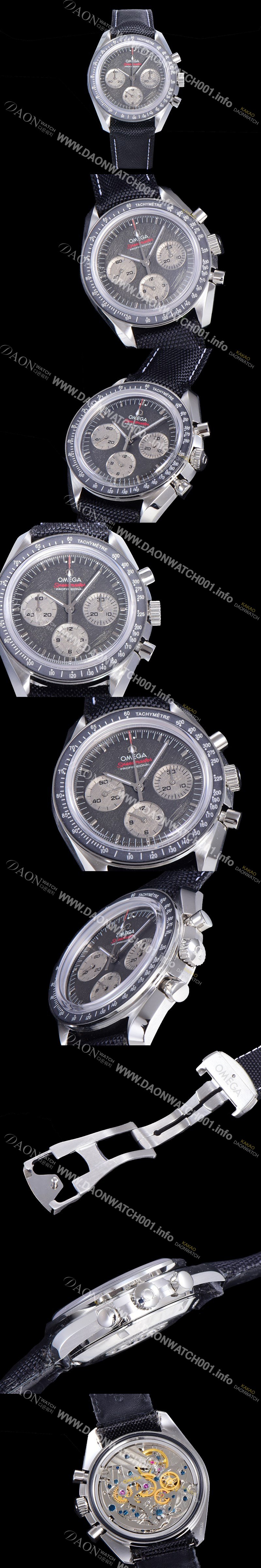 홍콩명품 [오메가] 남성용 스피드마스터 크로노그래프 아폴로 15 40주년기념 수동형 42미리 가죽줄 블랙다이얼 OMG79586