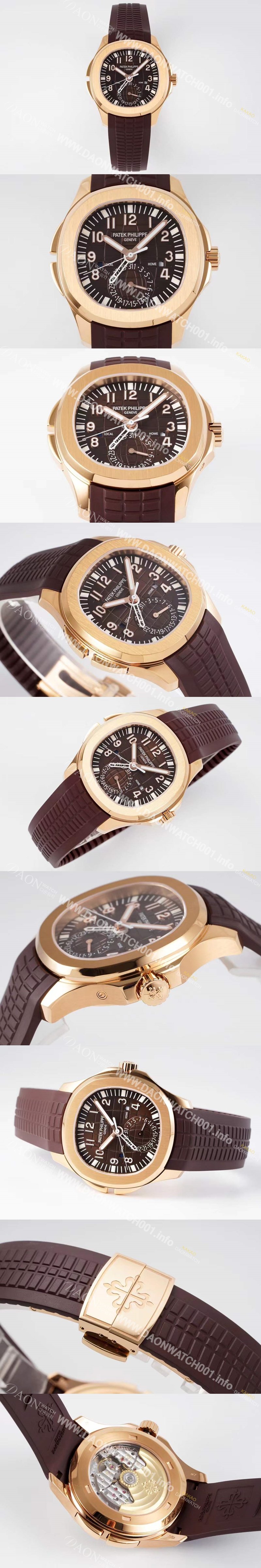 홍콩명품 [파텍필립]남성용 아쿠아넛 5164R-001 트리블 타임 40미리 18K 로즈골드 브라운다이얼 오토매틱 PAT48765