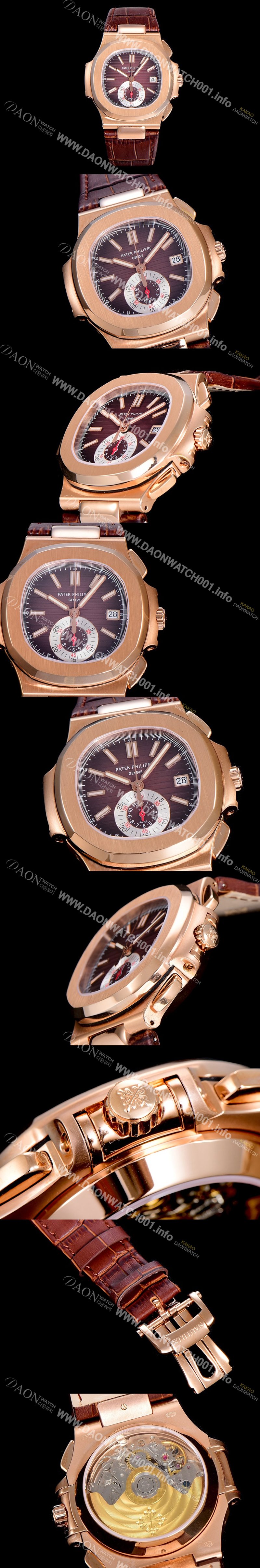 홍콩명품 [파텍필립]남성용 노틸러스 금장시계 40.5미리 크로노그래프 오토매틱 무브먼트 블랙브라운다이얼 PAT31685