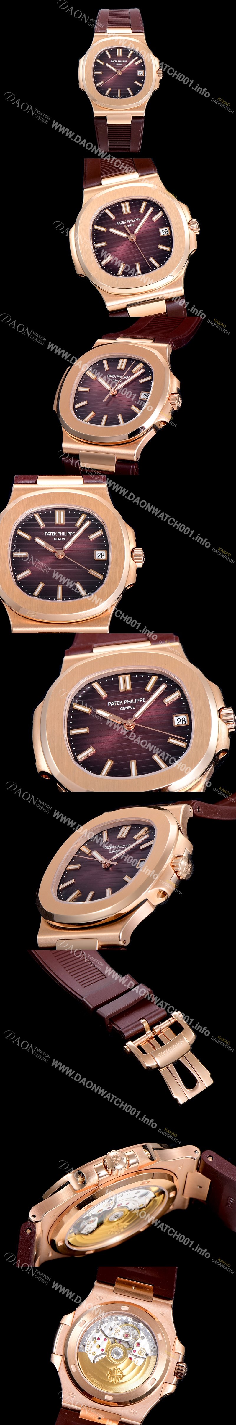 홍콩명품 [파텍필립]남성용 노틸러스 5711/1R-001 러버밴드 Cal.324 S C타입무브 오토매틱 18K 로즈골드 40미리 브라운 다이얼 PAT78455