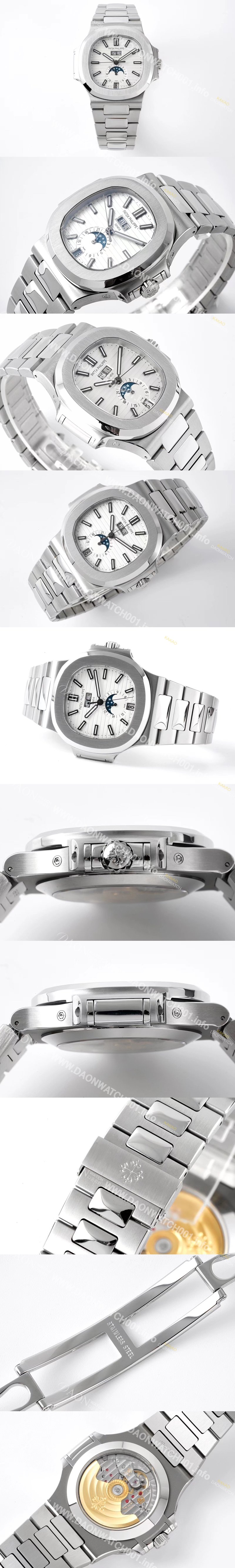 홍콩명품 [파텍필립] 남성용 노틸러스 5726/1A-010 오토매틱 Cal.324 타입 40미리 문페이즈 메탈줄/밴드 화이트다이얼 PAT75439