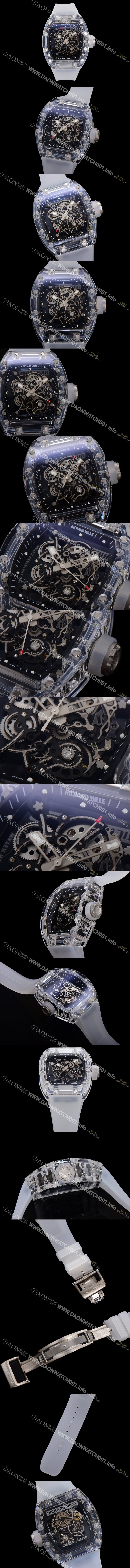 홍콩명품 [리차드밀러] 남성용 RM055 수동/기계식 무브먼트 50mm 우레탄줄 스캘래톤 블랙 다이얼 ric0227