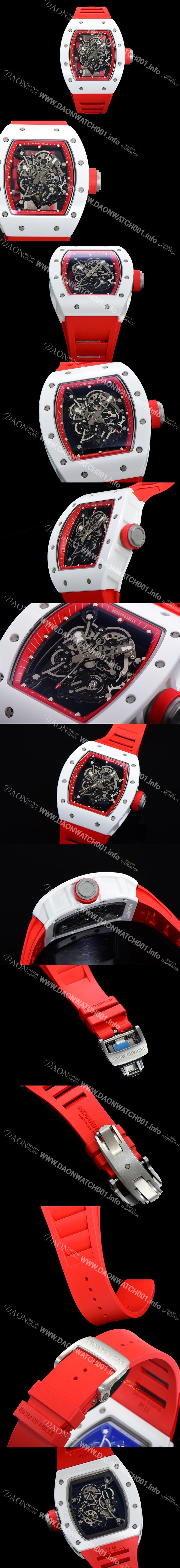 홍콩명품 [리차드밀레] 남성용 RM055 세라믹 제질 수동형 무브먼트 50미리 러버밴드 스켈레톤 다이얼 RIC73972