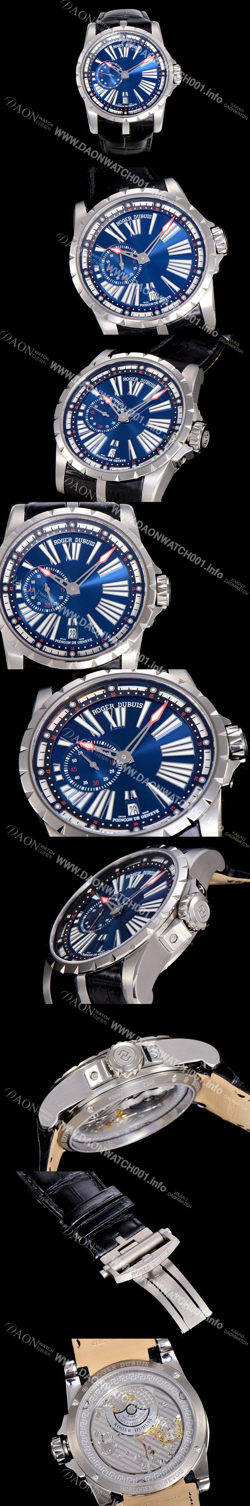 홍콩명품 [로저드빌]남성용 엑스칼리버 오토매틱 45미리 티타늄 블루다이얼 ROG36044