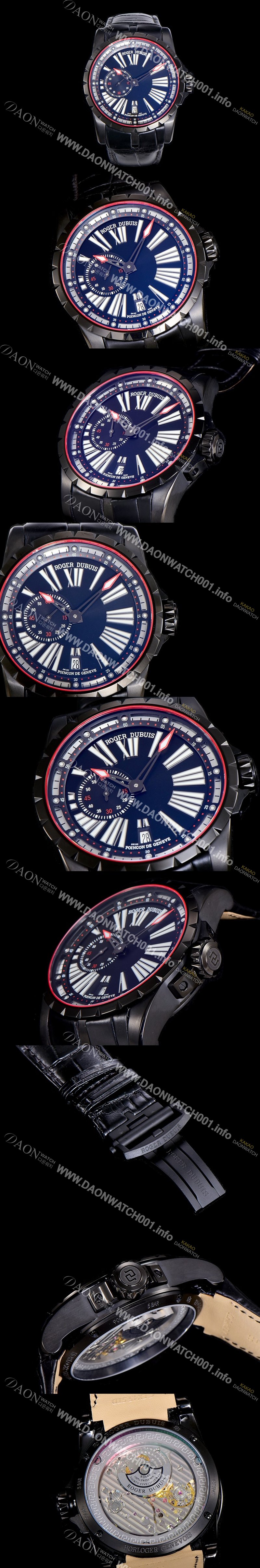 홍콩명품 [로저드빌]남성용 엑스칼리버 오토매틱 45미리 DCL/LE 블랙 코팅 블랙다이얼 ROG16517