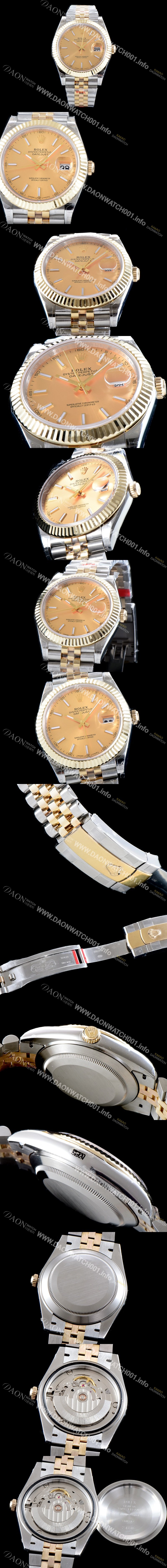 홍콩명품 [로렉스] 남성용 최고급형!!데이져스트II 126333-62613 GM사 추가업데이트!! 18K 옐로골드 투톤 콤비 골드 다이얼 브레이슬릿 스위스 ETA 2836-2 오토매틱 무브먼트 ROL0355