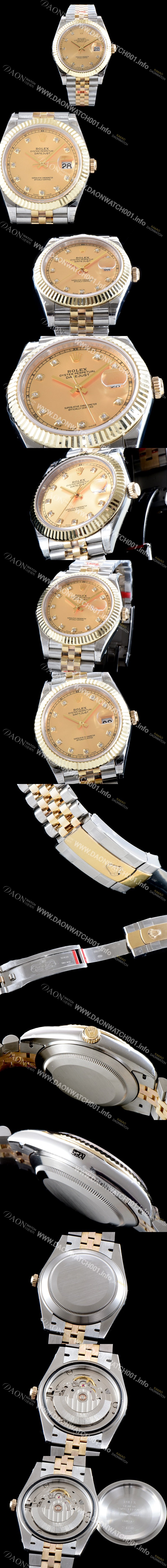 홍콩명품 [로렉스] 남성용 최고급형!!데이져스트II 126333 GM사 추가업데이트!! 18K 옐로골드 투톤 콤비 골드 다이얼 브레이슬릿 스위스 ETA 2836-2 오토매틱 무브먼트 ROL0351