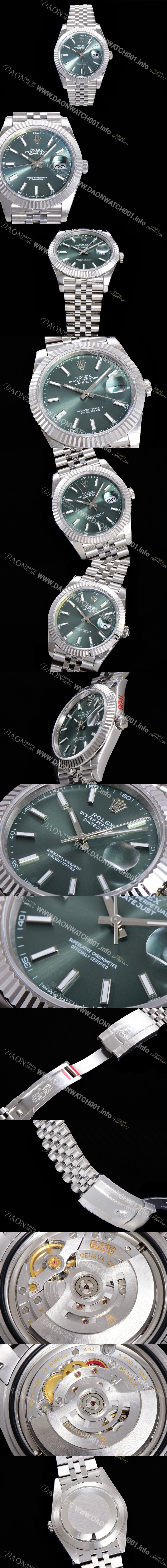 홍콩명품 [로렉스] 남성용 904L스틸!! 2022신형 데이저스트 41mm II m126334 그린 다이얼 야광 스틱 인덱스 스틸 브레이슬릿 신형 Cal.3235 오토매틱 무브먼트 ROL06105
