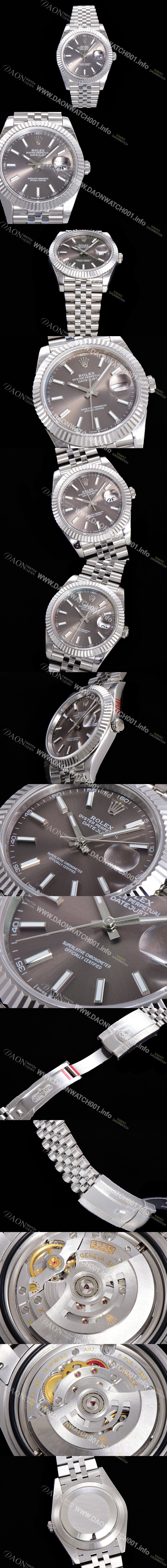 홍콩명품 [로렉스] 남성용 904L스틸!! 2022신형 데이저스트 41mm II m126334 그레이 다이얼 야광 스틱 인덱스 스틸 브레이슬릿 신형 Cal.3235 오토매틱 무브먼트 ROL06124