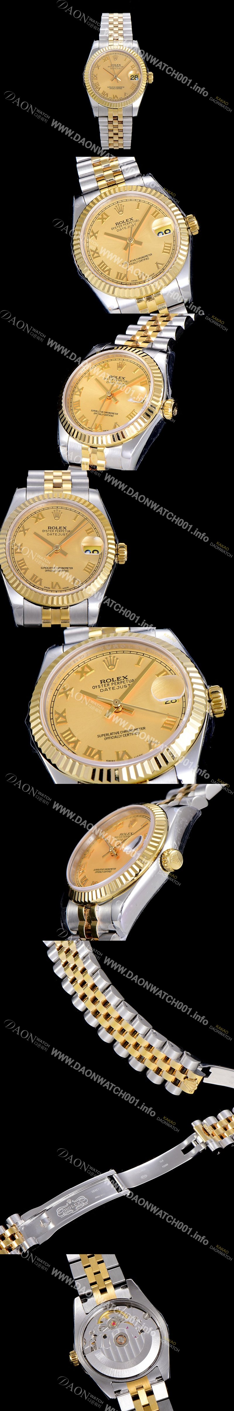 홍콩명품 [로렉스]여성용 데이져스트 로맨 쥬밸리 31미리 레이디 옐루골드 오토매틱 2836-2 골드다이얼 ROL74304