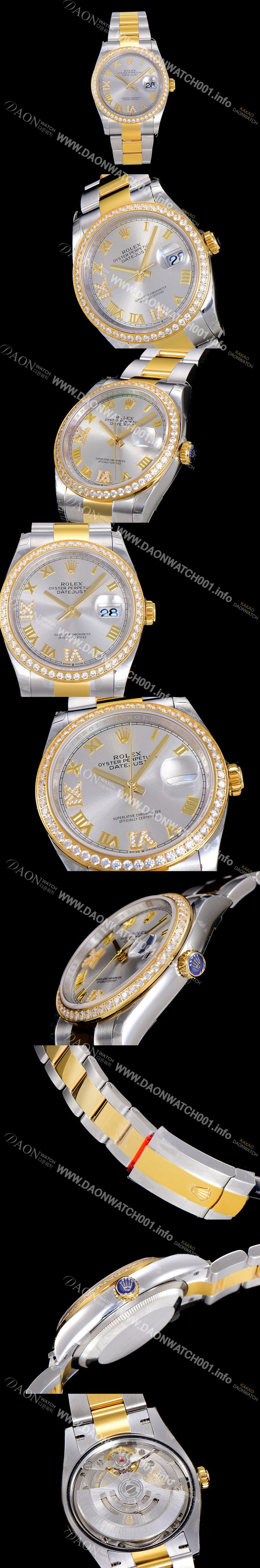 홍콩명품 [로렉스]남성용 데이져스트 오토매틱 36미리 18K 옐루골드 보석/큐빅 실버다이얼 3235무브 ROL26973