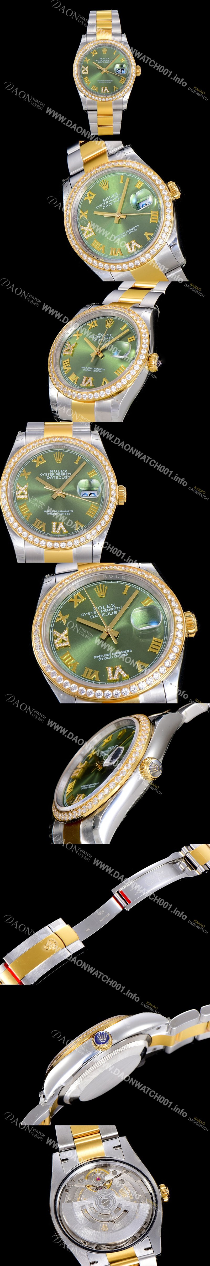 홍콩명품 [로렉스]남성용 데이져스트 오토매틱 36미리 18K 옐루골드 보석/큐빅 그린다이얼 3235무브 ROL83734