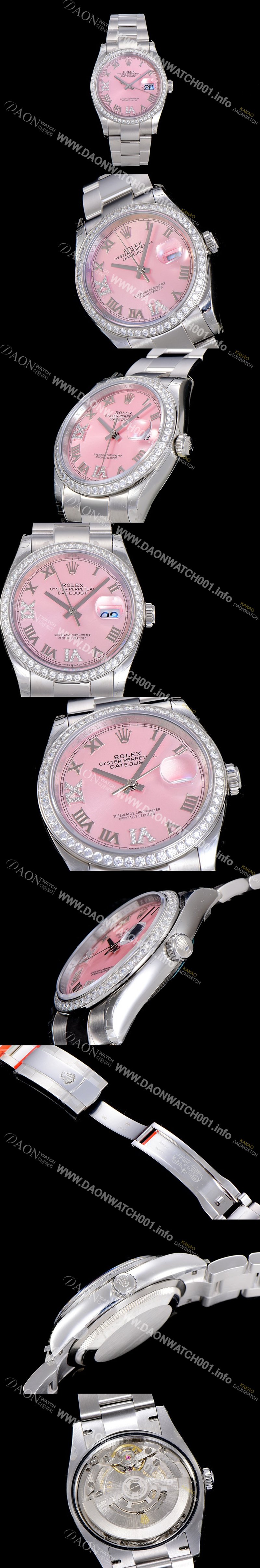 홍콩명품 [로렉스]남성용 데이져스트 오토매틱 3235무브 보석/큐빅 36미리 핑크다이얼 ROL18984
