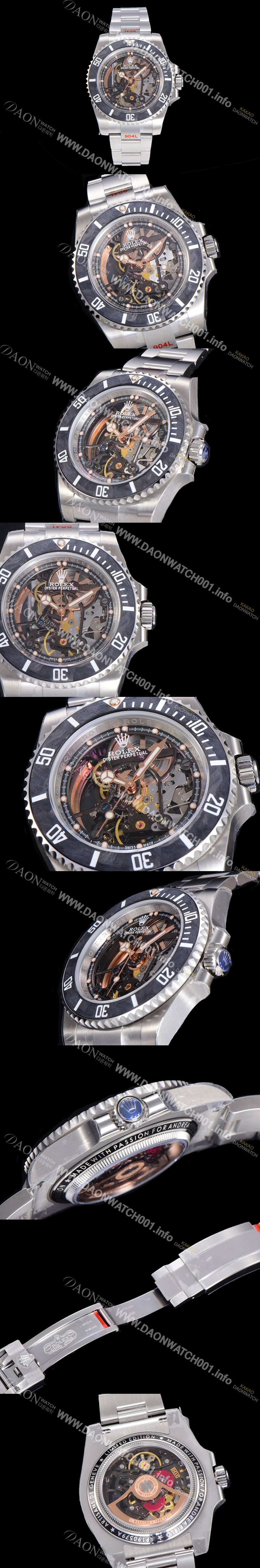 홍콩명품 [로렉스]남성용 서브마리너 스켈레톤 다이얼 40미리 금장시계 오토매틱 ROL42310