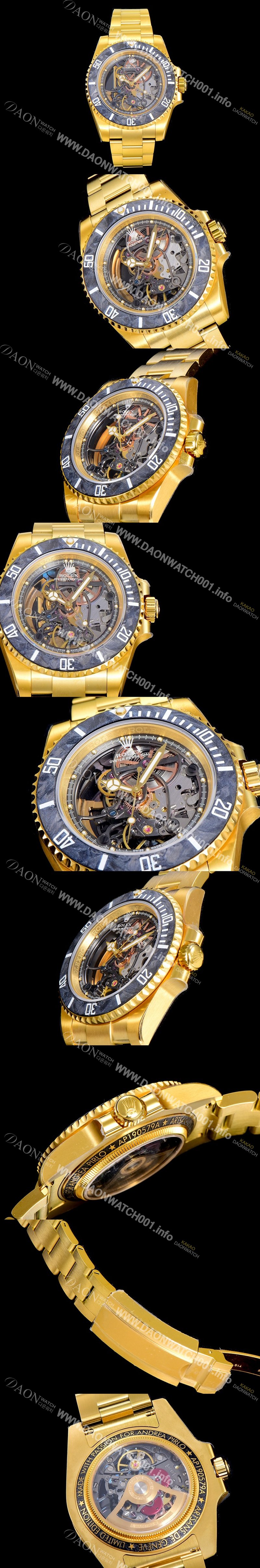 홍콩명품 [로렉스]남성용 서브마리너 스켈레톤 다이얼 40미리 금장시계 오토매틱 ROL83440