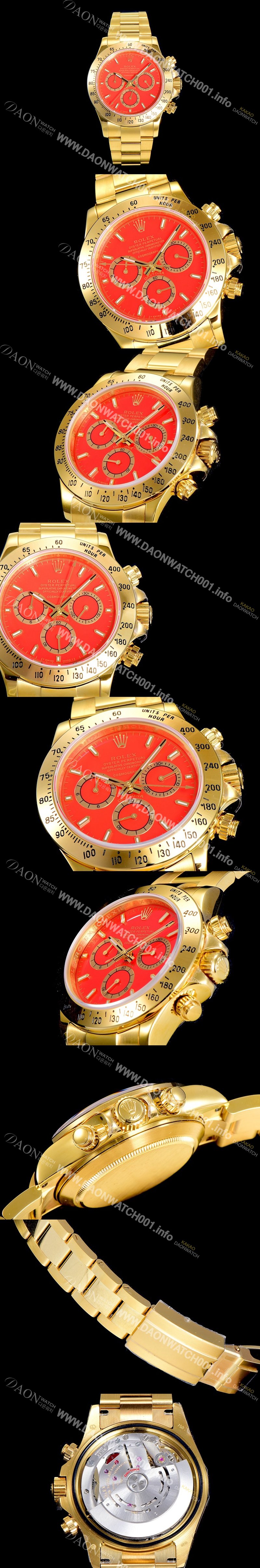 홍콩명품 [로렉스]남성용 데이토나 오이스터 40mm 4130타입 무브튜닝 올금/통금 옐루골드 레드다이얼 ROL49358