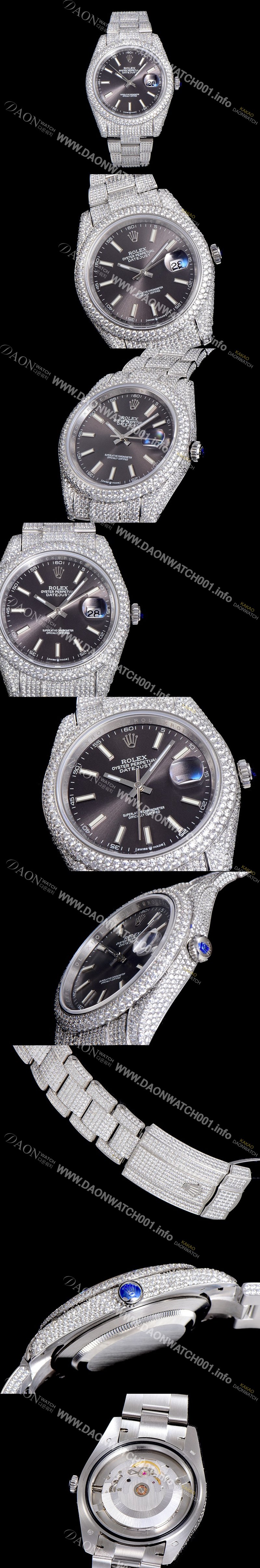 홍콩명품 [로렉스]남성용 데이져스트 오토매틱 41mm 다이아몬드 그레이다이얼 ROL33388