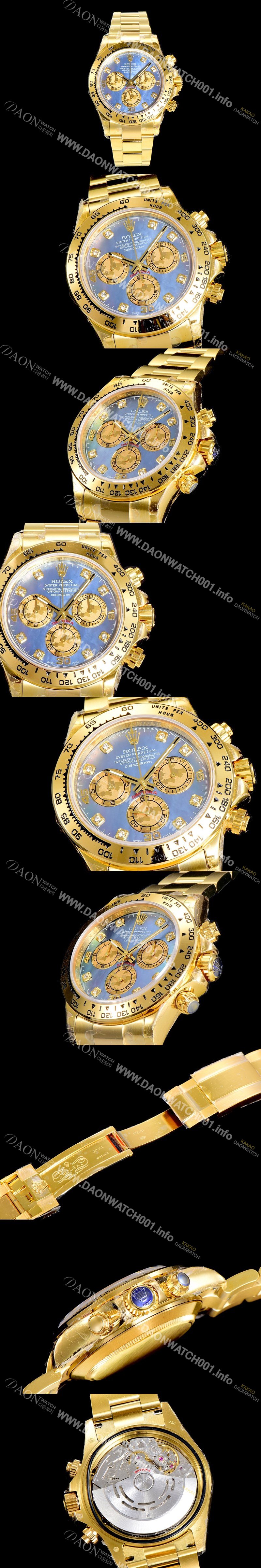 홍콩명품 [로렉스] 남성용 데이토나 코스모그래프 18K 옐루골드 40미리 오토매틱 4130 타입 블루다이얼 ROL79418