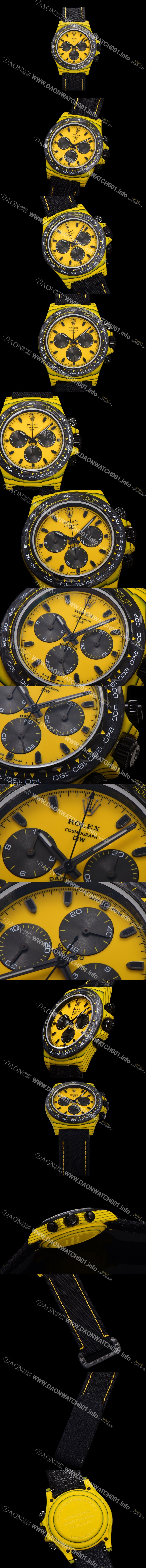 홍콩명품 [로렉스] 남성용 데이토나 DIW 포지드카본 커스텀 40미리 크로노그래프 오토매틱 Cal.4130 무브먼트 옐로우 다이얼 ROL79835