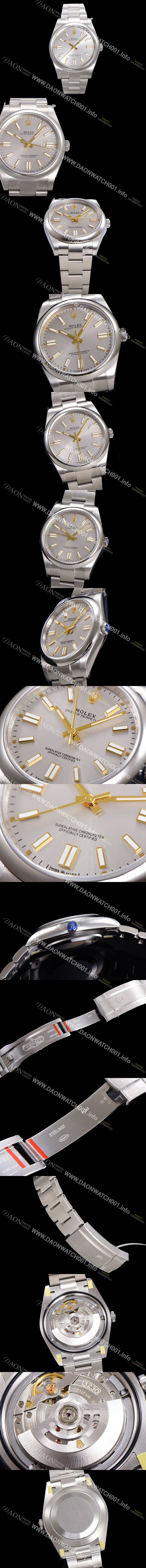 홍콩명품 [로렉스] 남성용 904스틸 오이스터 퍼페추얼 m124300 오토매틱 칼리버 3230타입 41미리 메탈시계 실버다이얼 ROL79843