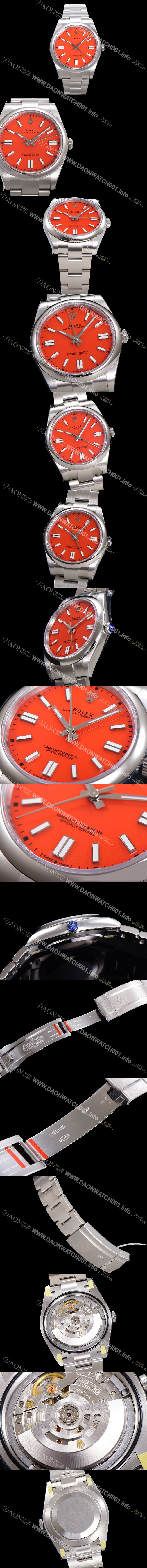 홍콩명품 [로렉스] 남성용 904스틸 오이스터 퍼페추얼 m124300 오토매틱 칼리버 3230타입 41mm/36mm 메탈시계 래드다이얼 ROL79861