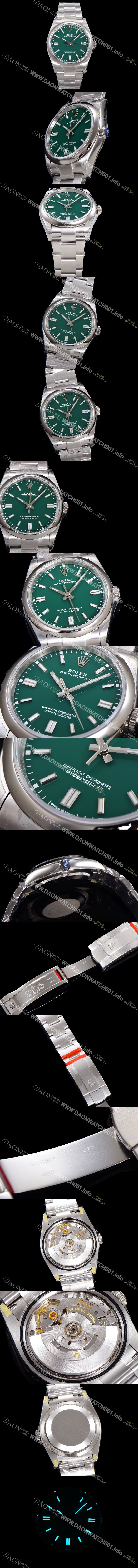 홍콩명품 [로렉스] 남성용 904스틸 오이스터 퍼페추얼 m126000 오토매틱 칼리버 3230타입 36미리 메탈시계 그린다이얼 ROL79888