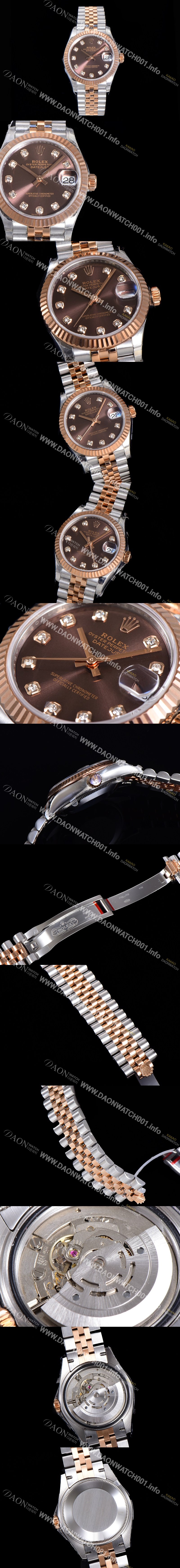홍콩명품 [로렉스] 여성용 2021신상 데이져스트 오토매틱 ETA2824-2688 31mm 18K로즈골드 메탈줄 브라운 다이얼rol35714