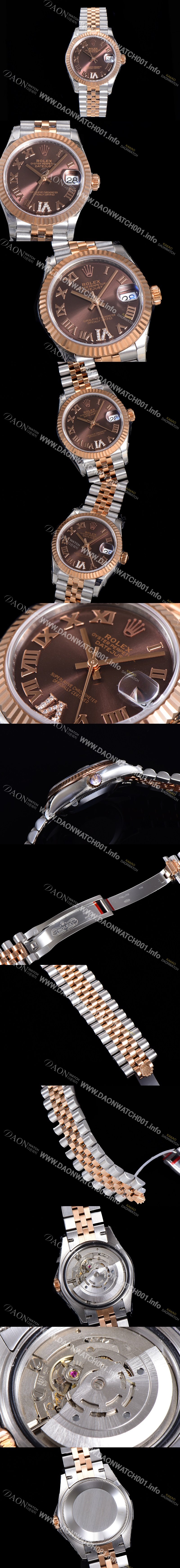 홍콩명품 [로렉스] 여성용 2021신상 데이져스트 오토매틱 ETA2824-2688 31mm 18K로즈골드 메탈줄 브라운 다이얼rol46907