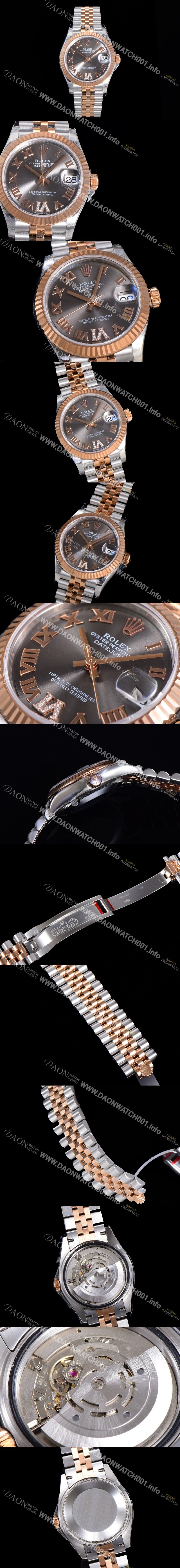 홍콩명품 [로렉스] 여성용 2021신상 데이져스트 오토매틱 ETA2824-2688 31mm 18K로즈골드 메탈줄 그레이 다이얼rol71856