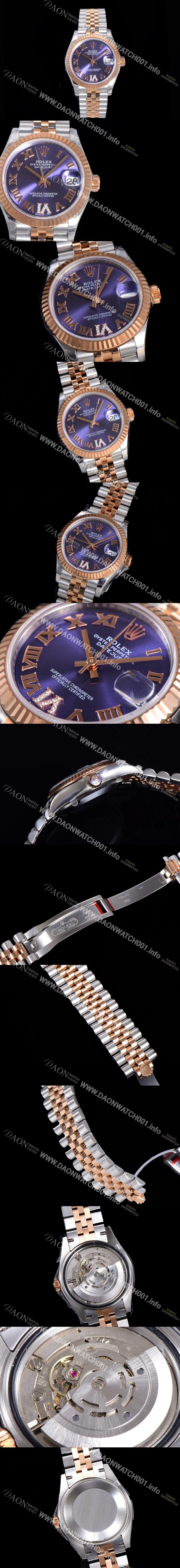 홍콩명품 [로렉스] 여성용 2021신상 데이져스트 오토매틱 ETA2824-2688 31mm 18K로즈골드 메탈줄 블루 다이얼 rol21957