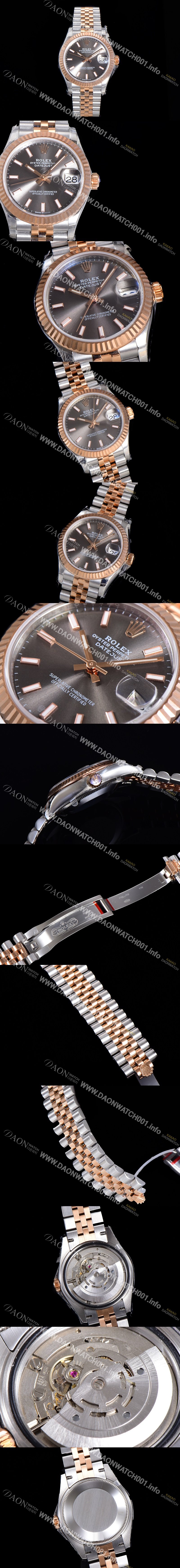 홍콩명품 [로렉스] 여성용 2021신상 데이져스트 오토매틱 ETA2824-2688 31mm 18K로즈골드 메탈줄 그레이 다이얼 rol17598