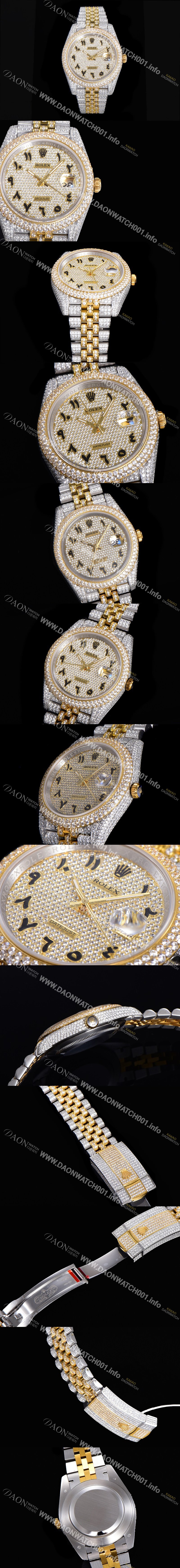 로렉스 데이져스트 오토매틱 아시안 2824-2 타입 41mm 남성용 18K 옐루골드 904L 다이아몬드 메탈줄 보석다이얼 rol108838542