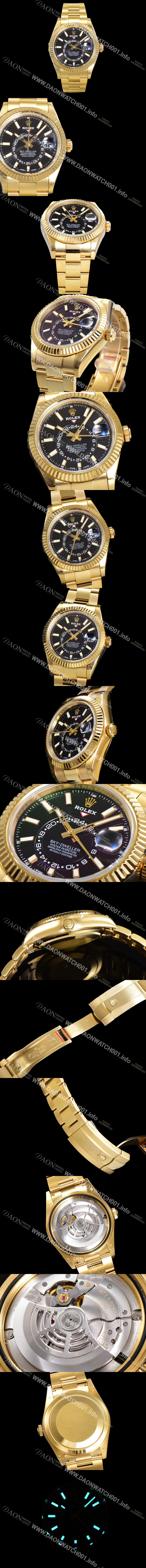 홍콩명품  [로렉스] 남성용 스카이더웰러 오이스터 퍼페츄얼 오토매틱 Cal.9001타입 42미리 18K 옐루골드 블랙다이얼 rol11420