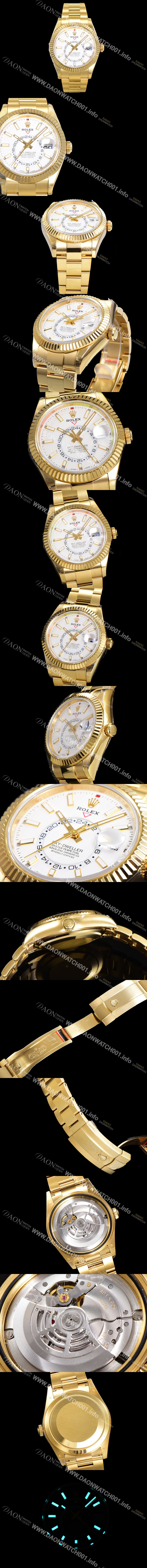 홍콩명품  [로렉스] 남성용 스카이더웰러 오이스터 퍼페츄얼 오토매틱 Cal.9001타입 42미리 18K 옐루골드 화이트다이얼 rol5130