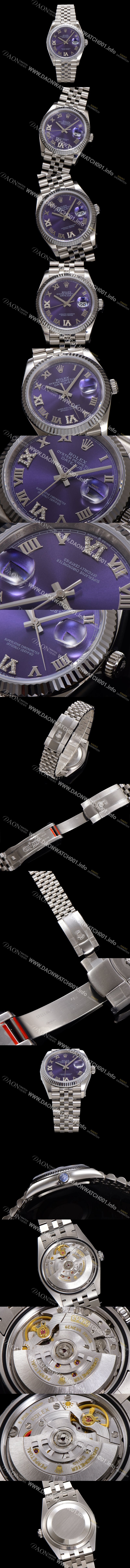 홍콩명품 [로렉스] 남성용 데이저스트 m126234 로마인덱스 36mm 오토매틱 Cal.3235 무브먼트 퍼플 다이얼 rol5356